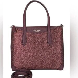 Kate Spade Glitter Satchel purse crossbody bag in Deep Nova maroon burgundy nwot